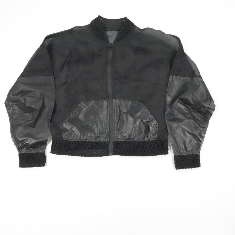 ALO Yoga Black and Gray Bomber Jacket